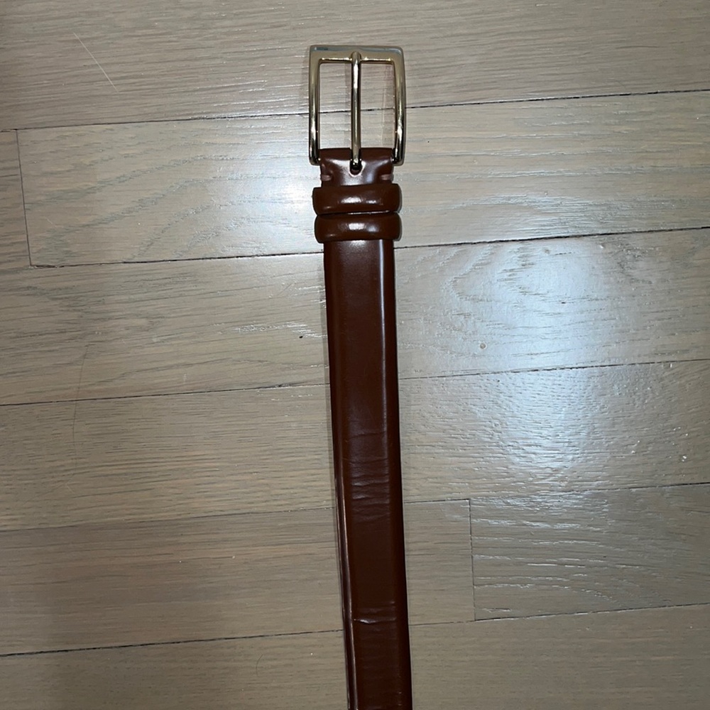 Men’s Nordstrom Brown Belt with Gold/Brass Buckle, New, Large, Waists 32-38